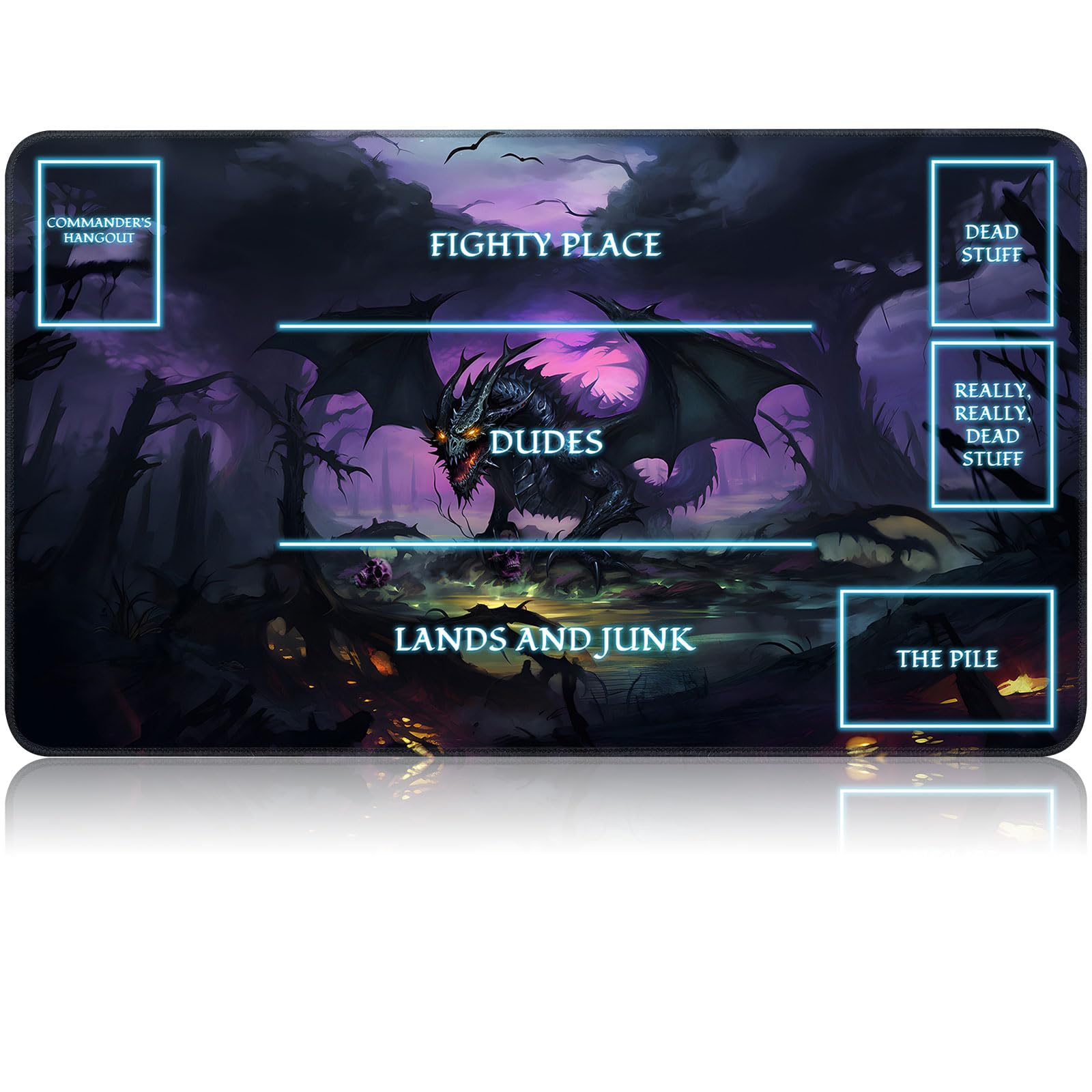 for MTG Game Playmat, for Magic TCG Rubber Play mat,Tabletop Card Playmats with Smooth Surface,Trading Card Inked Game Mat with White Zones,Battle Game,Black Forest Dragon