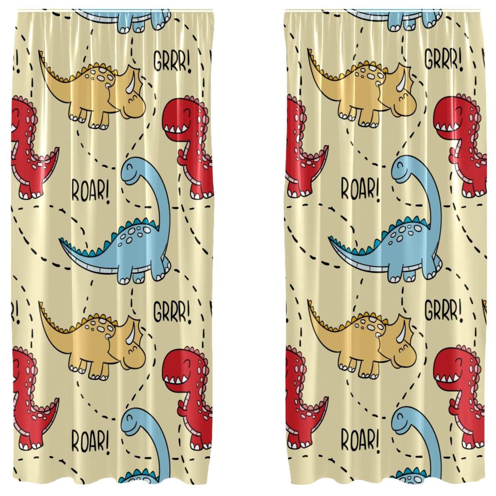 Cortinas de dinosaurio ligeras para cambiar el estilo del cuarto de niños set de 2 paneles