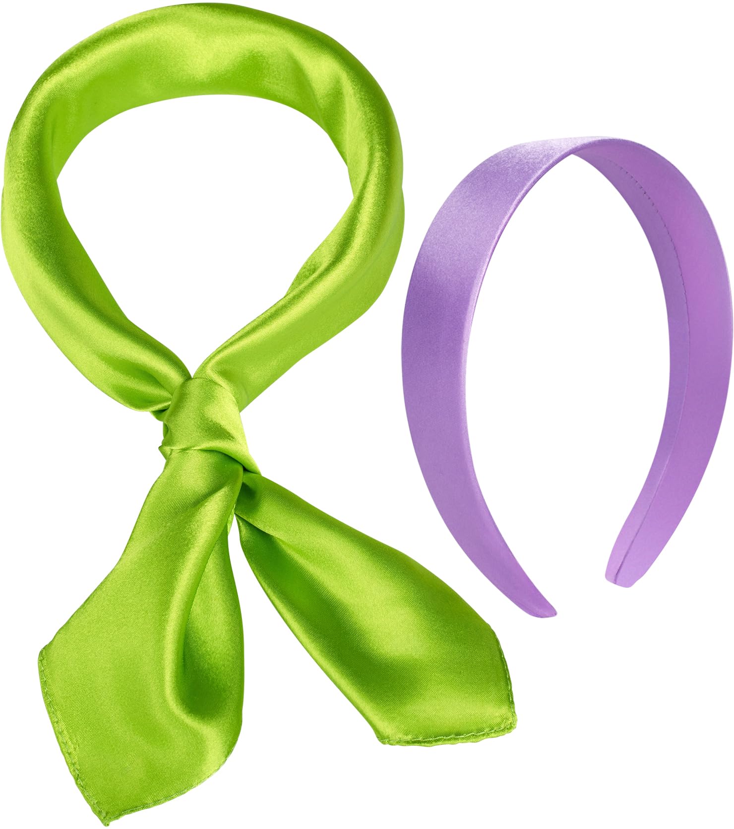 Women Halloween Costumes Accessories - Purple Headband Green Scarf for Halloween Cosplay Supplies