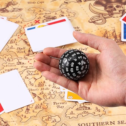 Miniatura 2 de D100 - Dados poliédricos individuales de 100 lados con números blancos, cubo de 100 lados con bolsa negra, 1.772in (azul)