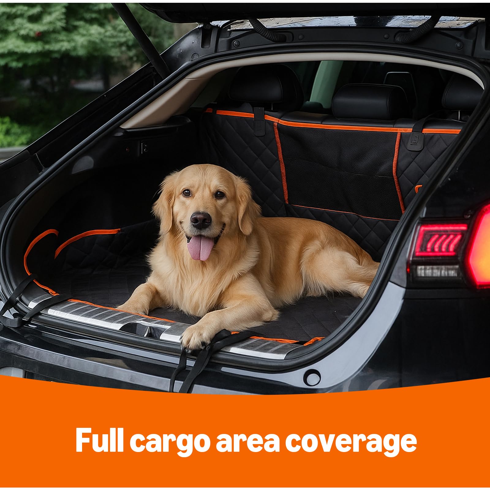 Amazon Basics Dog Car Seat Cover for Back Seat, Scratch-Resistant Nonslip Hammock with Side Flaps and Seatbelt Openings for Cars, SUVs, and Trucks, Black - image 4