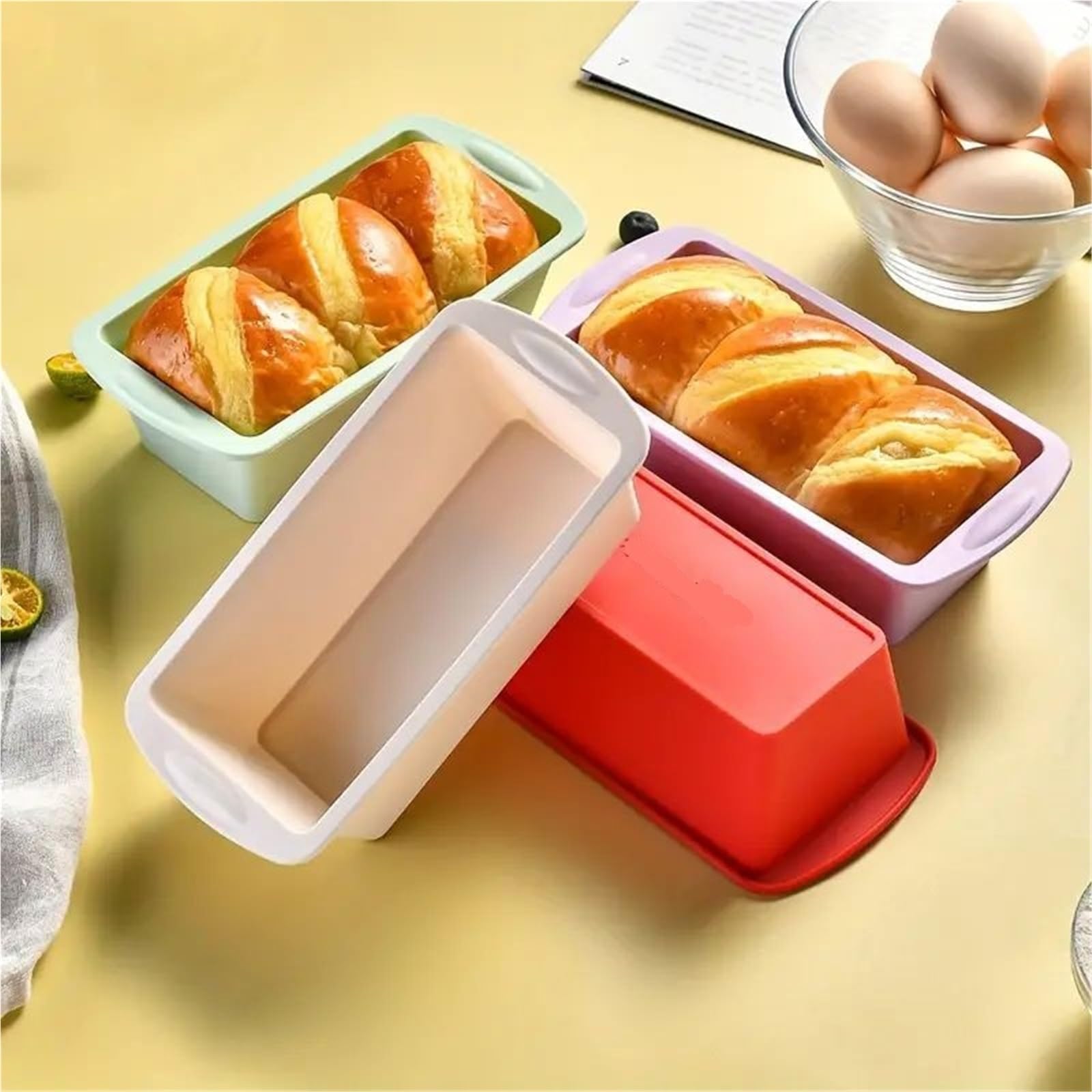 2 moldes rectangulares de silicona cuadrados for hornear pan, pasteles, tartas queso y pastel ángel Para La Elaboración De Pasteles Y Postres(Purple)