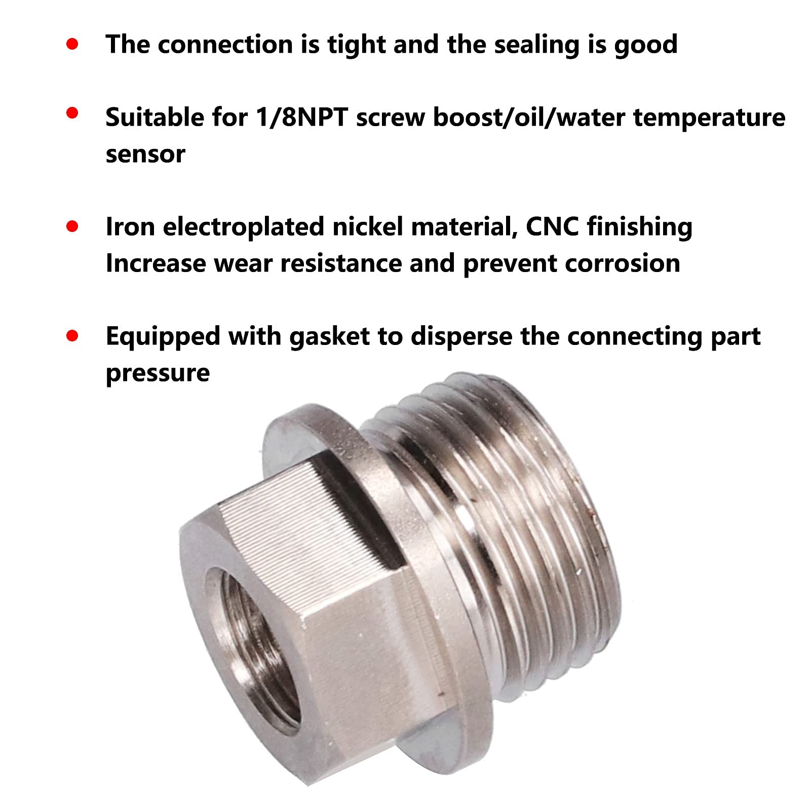 Adattatore Sensore Pressione Olio Filettatura M18x1,5 a 1/8NPT Sensore Temperatura Acqua di Scarico con Guarnizione