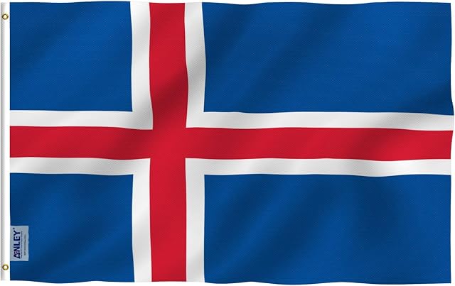 Anley Fly Breeze 3x5 Foot Iceland Flag - Vivid Color and UV Fade Resistant - Canvas Header and Double Stitched - Iceland National Country Flags Polyester with Brass Grommets 3 X 5 Ft