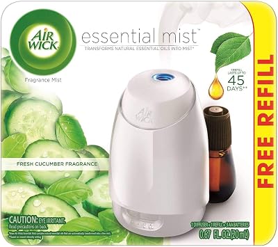 Air Wick Fresh Cucumber Fragrance Essential Mist with Free Refill 0.67 fl oz, Pack of 1
