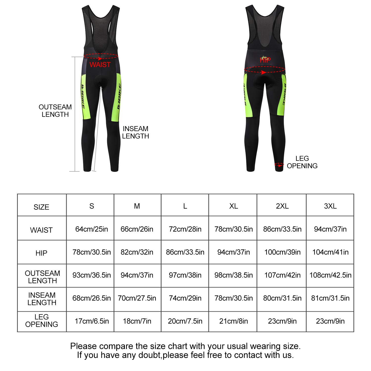 INBIKE Pantalon Cyclisme Homme Respirant Cuissard avec 3D Coussin Rembourré Bretelle Vélo Séchage Rapide pour Ski, VTT, Randonné S-3XL(XML-ST-02)