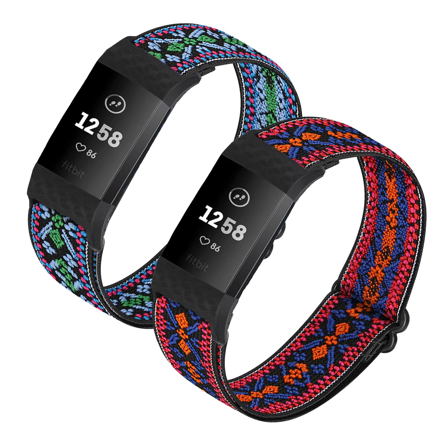HUYIIO 2 Pack Adjustable Elastic Watch Strap Compatible with Charge 2 Straps