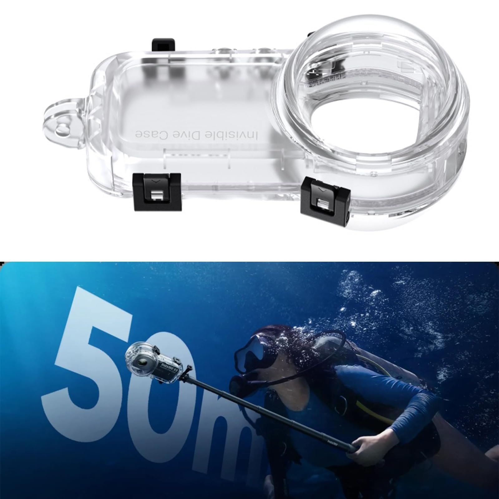 Funda impermeable para cámara de buceo/funda de silicona, carcasa subacuática ligera para accesorios impermeables de 360 grados