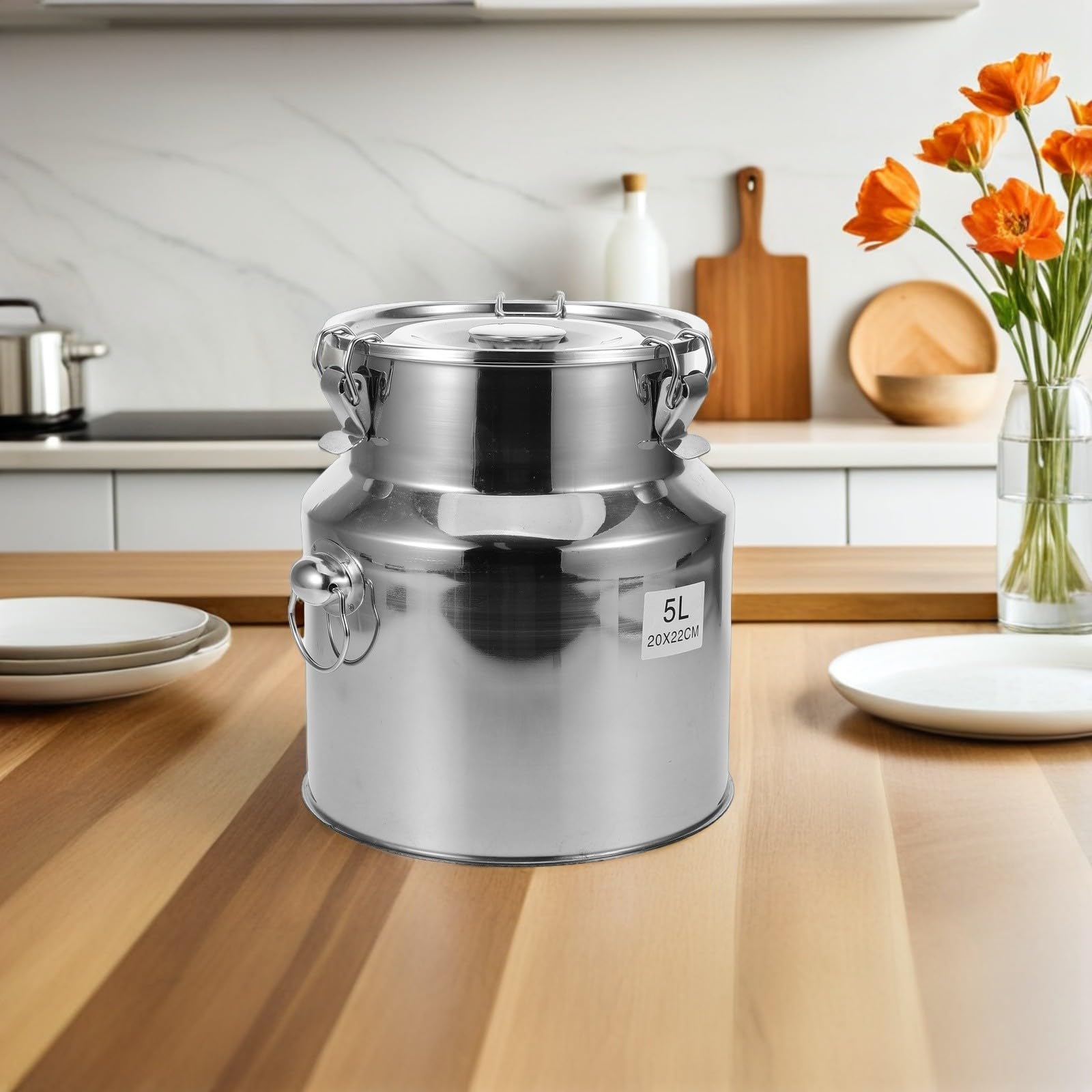 OUNONA Argento Contenitore Ermetico Acciaio Inox 5l in Cucina