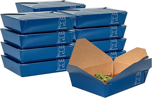 Miniatura 50 de Restaurantware Bio Tek - Cajas para llevar de 45 onzas, 50 loncheras para llevar, con cierre de tabulación, resistentes al calor, desechables, Rojo