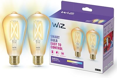 WiZ Tunable White 2er-Pack LED Lampe, E27, Amber, 50 W, dimmbar, warm- bis kaltweiß, smarte Steuerung per App/Stimme über WLAN
