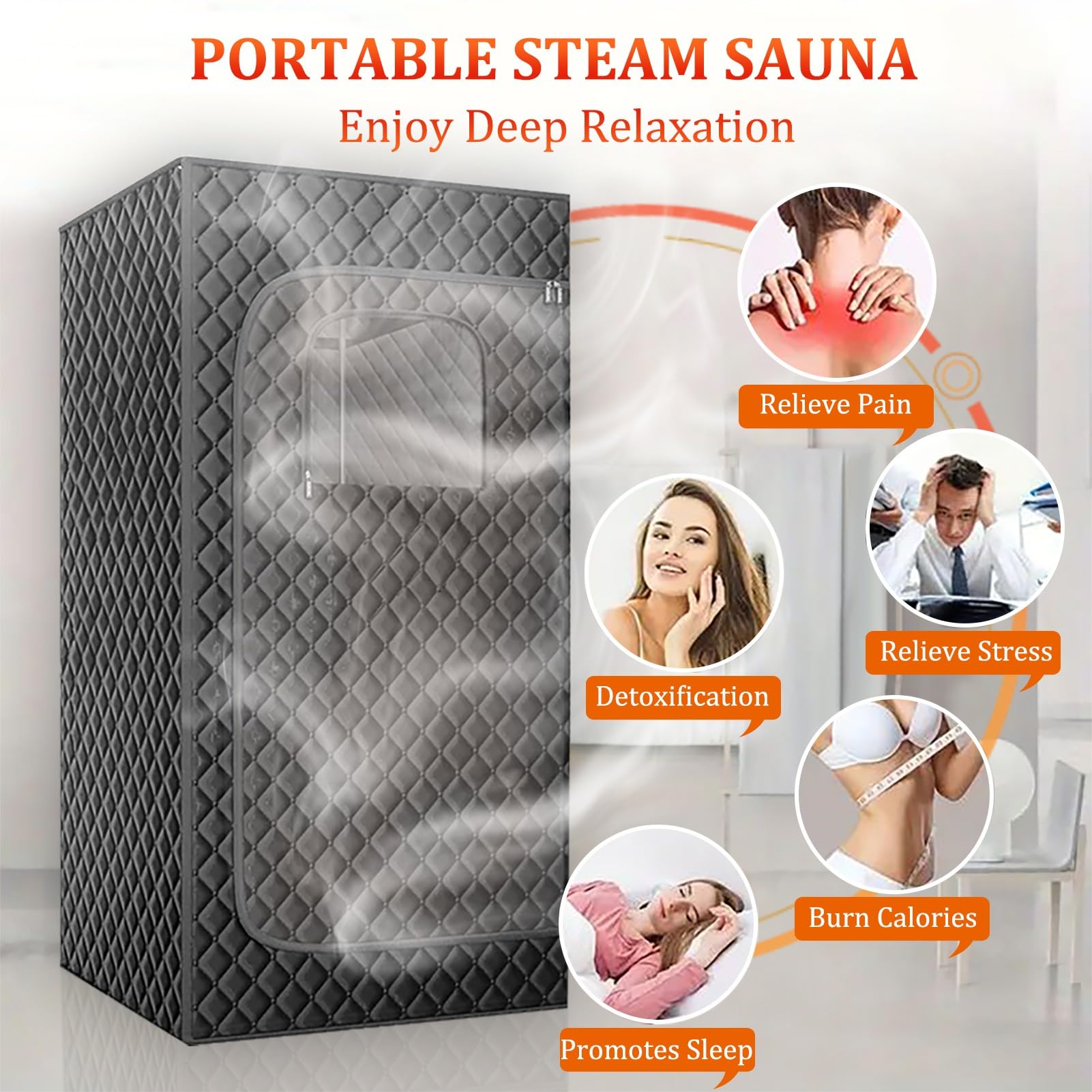 Sauna Finlandese da Esterno 1000W 180x80x80cm 9 Temperature Timer Telecomando Sedia
