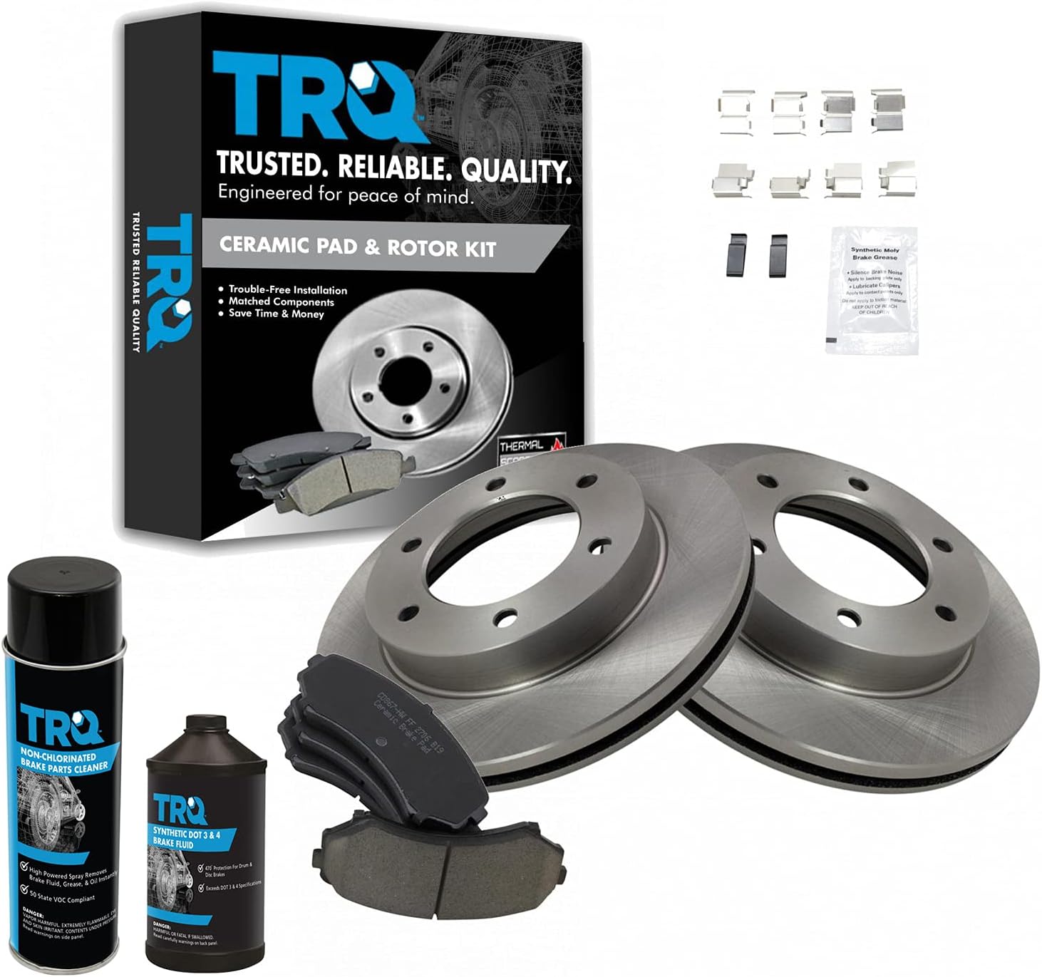 TRQ Front Brake Pad & Rotor Kit Brake Chemical Kit Brake Pads Brake Rotor Ceramic Compatible with 2002 Honda Passport 2002-2004 Isuzu Axiom Rodeo 2002-2003 Rodeo Sport