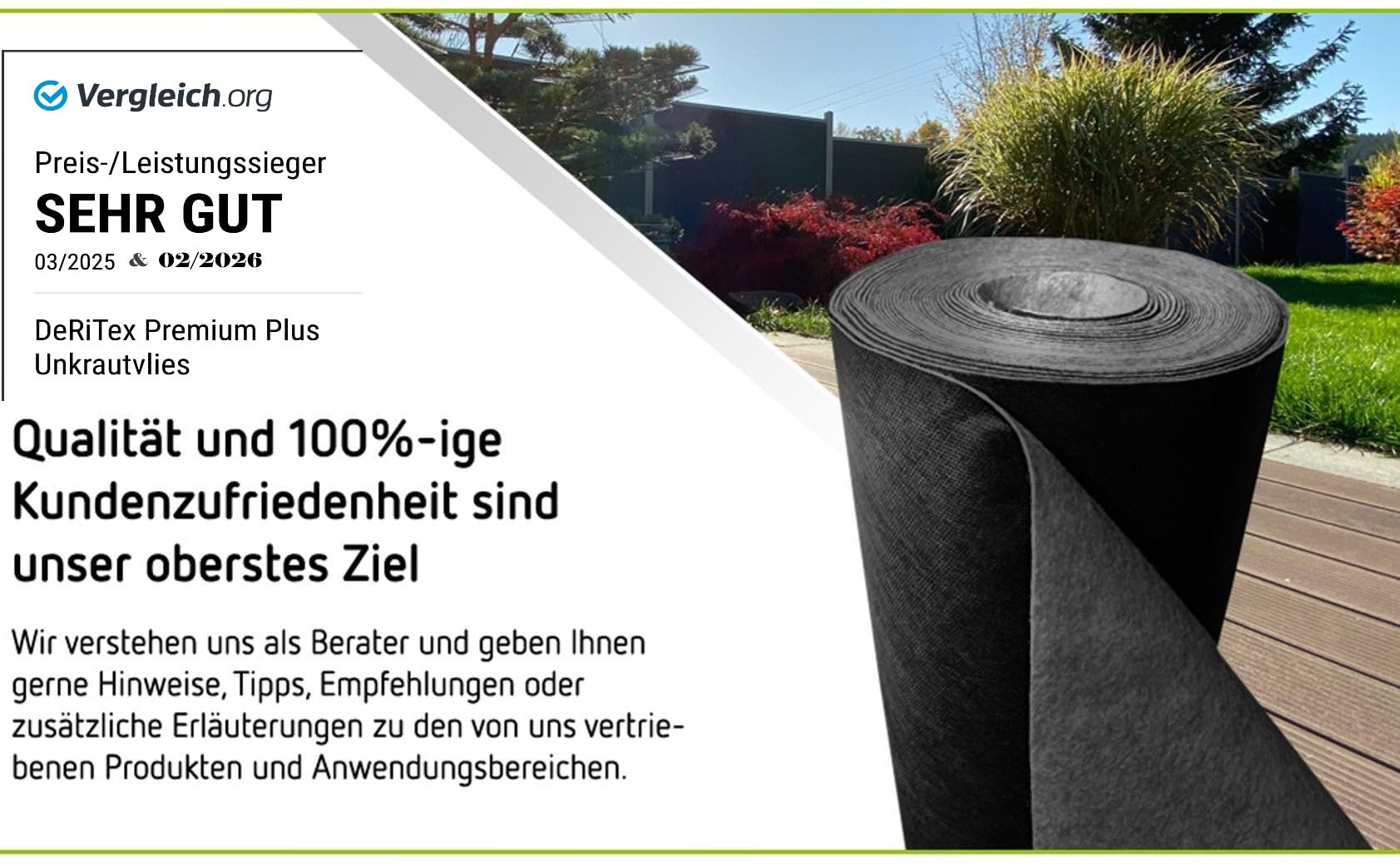 150g/m² Premium Unkrautvlies 25m² (1m x 25m)