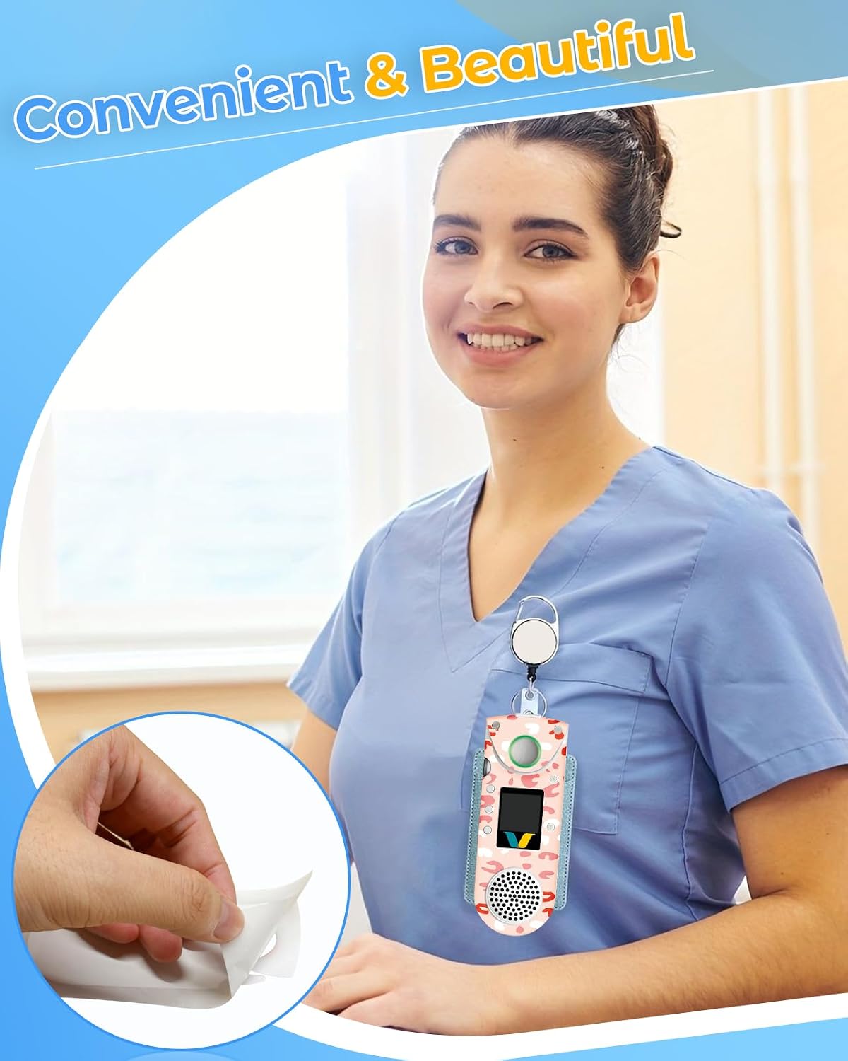 Plifal Skin Cover Compatible with Vocera B3000/B3000n - Pretty Leopard Floral Set of 4 Skin Cover Decals Compatible with Vocera B3000, Voice Badge Decoration Sticker for Nurse Nursing Medical image 5
