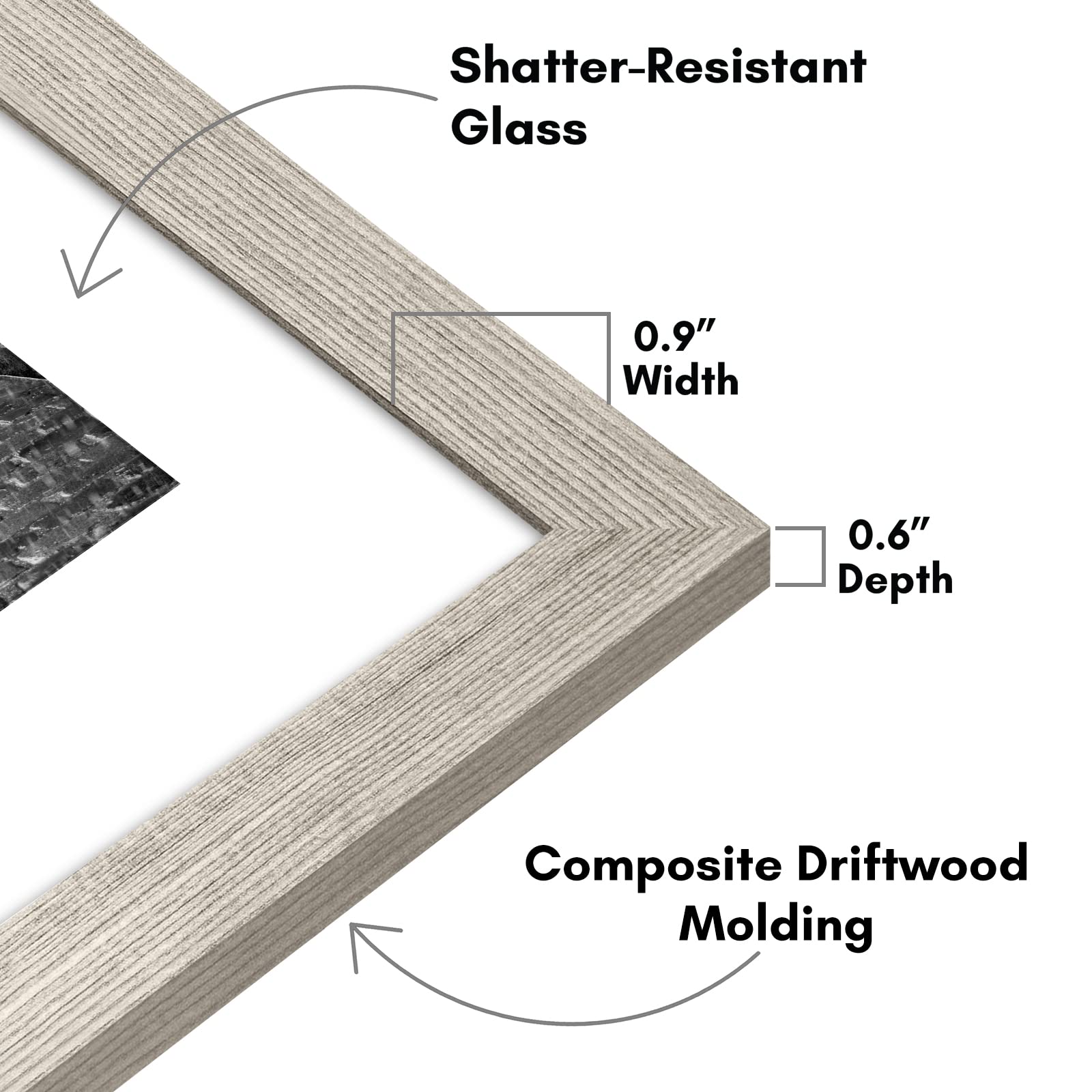 Americanflat Signature Collection - Cornice portafoto da parete con vetro infrangibile, 28 x 43 cm, in legno di quercia scuro