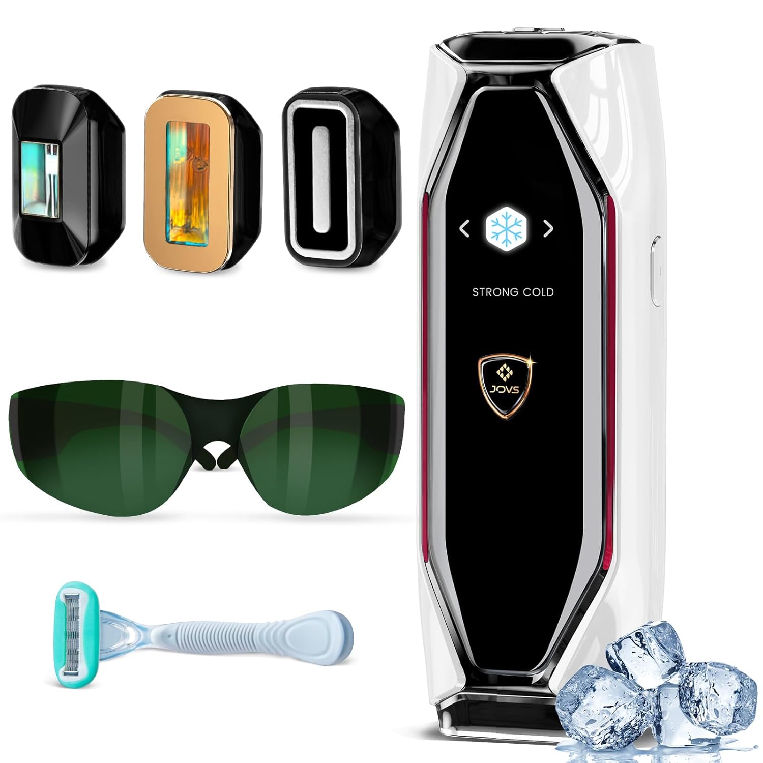 JOVS Laser Hair Removal, 37°F Painless Hair Removal Device with Sapphire Ice-Cooling, 3 in 1 Hair Removal & Skin Rejuvenation for Women and Men, 8 Modes Skin Care for Whole Body, Touch Screen, White JOVS Laser Hair Removal, 37°F Painless Hair Removal Device with Sapphire Ice-Cooling, 3 in 1 Hair Removal & Skin Rejuvenation for Women and Men, 8 Modes Skin Care for Whole Body, Touch Screen, White