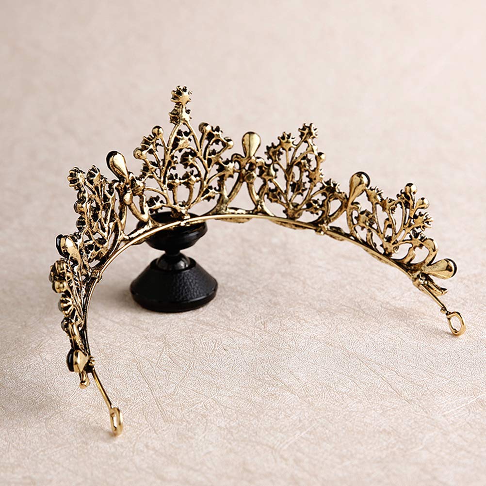 Minkissy Grote barokke kroon, kleurrijke strassteentjes, kristal, ronde kroon, vintage, brons, legering, tiara voor bruiloft, cosplay, verjaardag