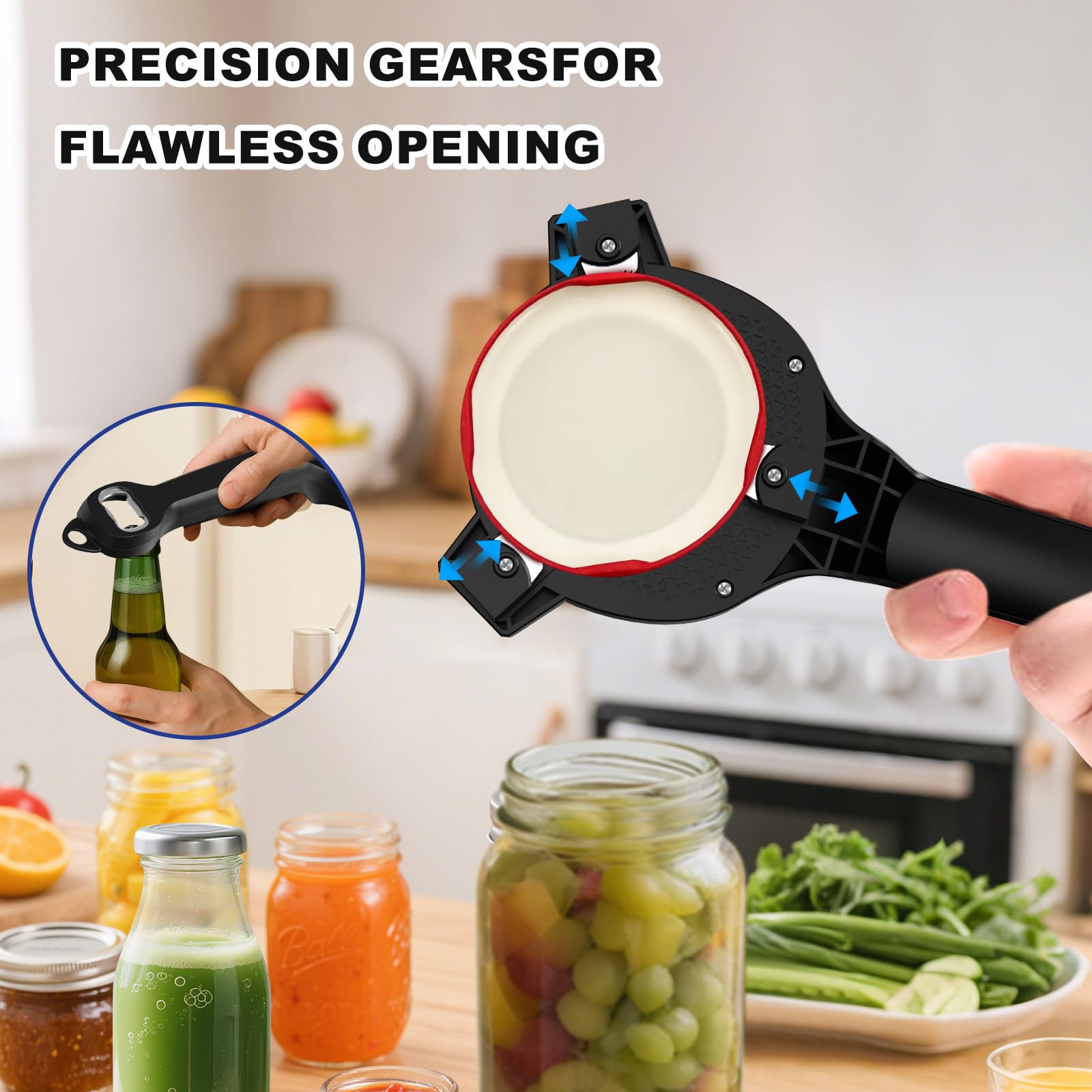Elektrischer Glasöffner für Senioren, stufenlos verstellbares Design, bequemer handlicher Griff, multifunktional für Senioren und schwache Hände und Kinder, Geschenk für Mutter (φ: 2,5 cm ~