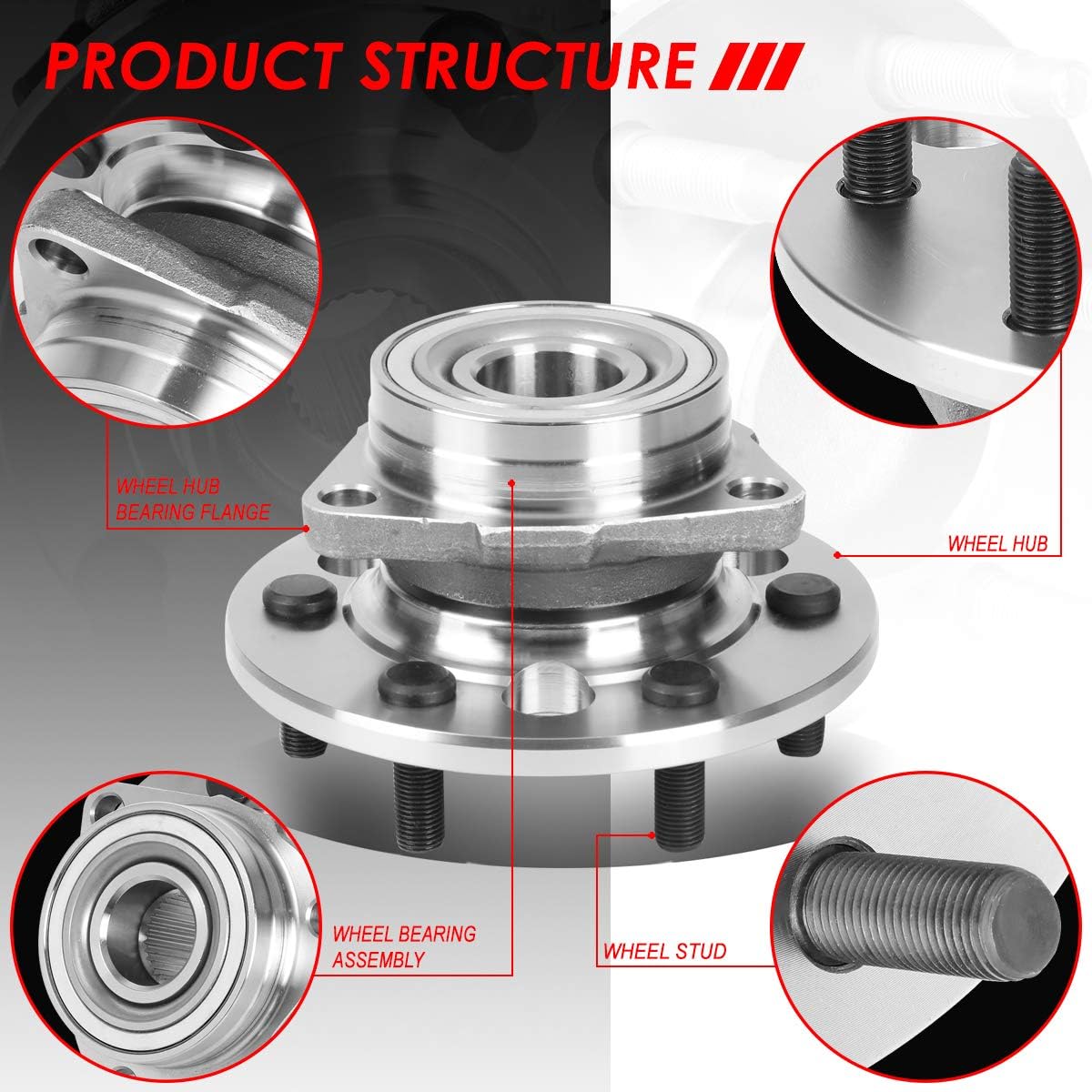 Auto Dynasty Front Wheel Bearing Hub Assembly Left+Right Side Compatible with Chevy GMC K1500/2500 Pickup Blazer Yukon 4WD 87-94