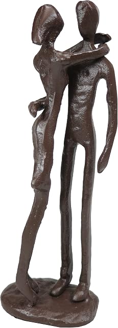 Metal Couple in Love Hug Sculpture Moulded Skilfully Using Solid Metal Romantic Wedding Home Decor Dancing Decoration Figurines Lovers Ornaments Statue 17.5 cm/6.9 inch Shadow Figure
