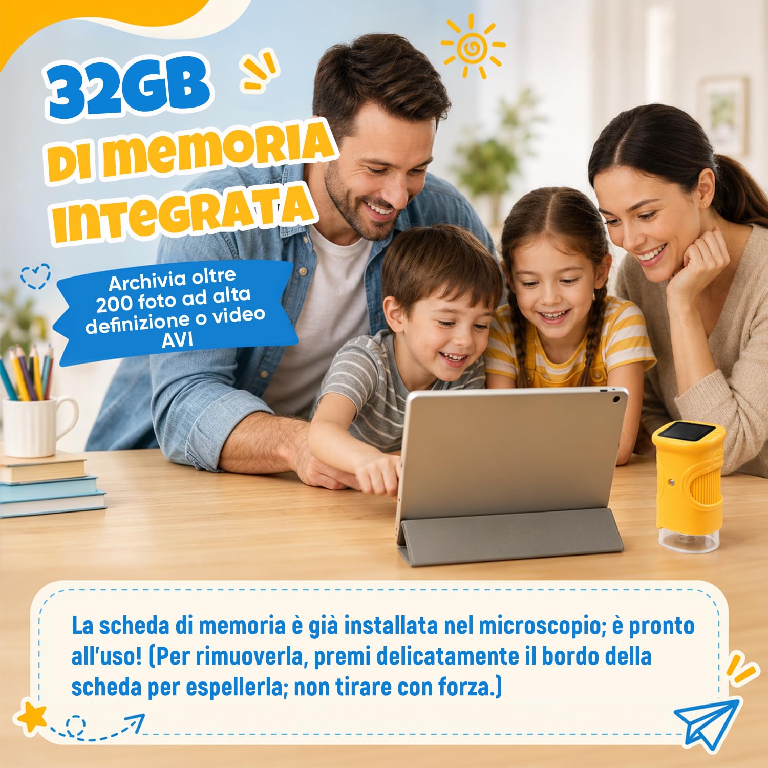 1000X Microscopio per Bambini, Microscopio Digitale Portatile HD 1080P con Display da 2,4" per Lente d'ingrandimento ed con Foto,Adatto come regalo di Natale,Compleanno o Capodannodai 3 agli 8