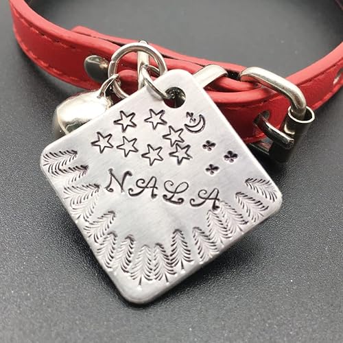 Miniatura 9 de ABBECIAO 50 piezas de aluminio cuadrados de 1.25 pulgadas desbarbadas para estampado y grabado de metal, etiquetas de identificación de mascotas de