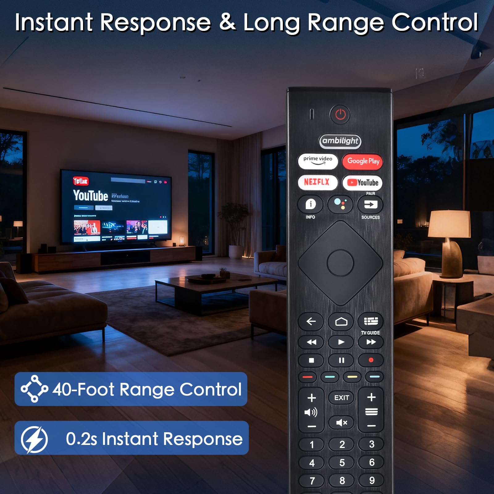Telecomando di ricambio vocale per Philips Smart TV: controllo universale per Smart TV Philip 4K Ultra HD Smart Android con Google Assistant.per 43" 50" 55" 65" 75" Classe 5704 5504 5604 5806