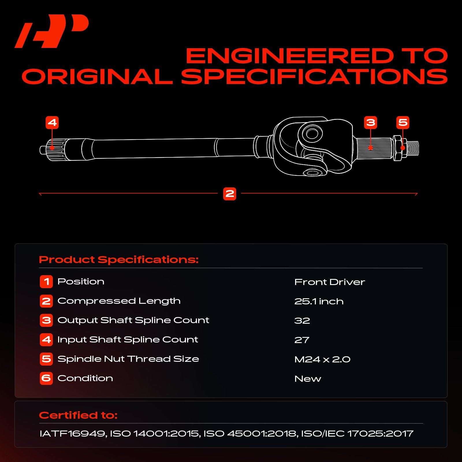 アップグレード シビアデューティ フロント CVアクスルシャフトアセンブリ LHドライバーまたはRH 助手席側 2000 2002 並行輸入品