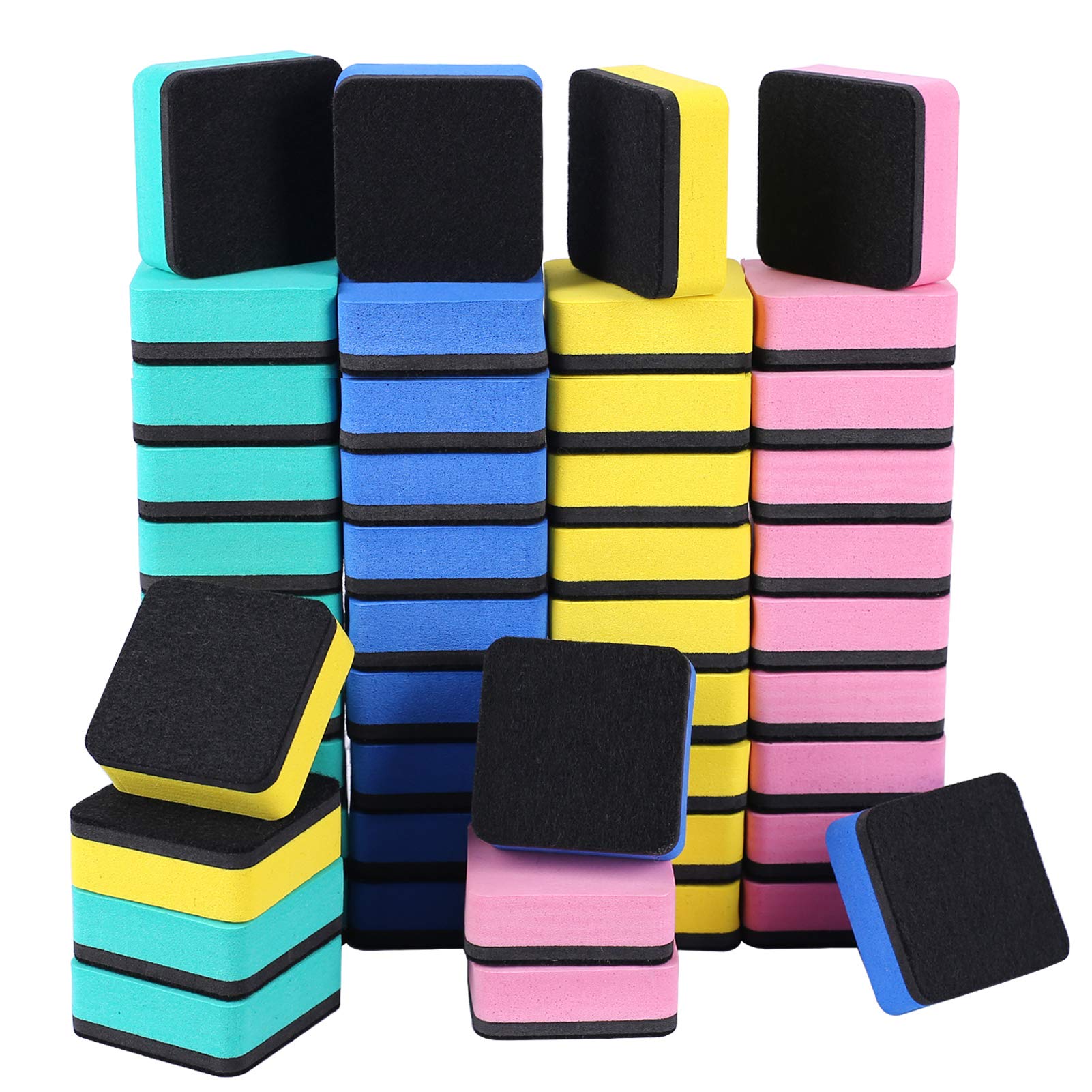 Dry Erase Erasers, 48 Pack Magnetic Whiteboard Eraser Chalkboard Eraser Dry Eraser for Classroom Office and Home (48pcs 4Colours)