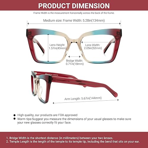 Miniatura 6 de VOOGLAM Gafas rectangulares con bloqueo de luz azul para mujer, anti fatiga ocular UV Galarza