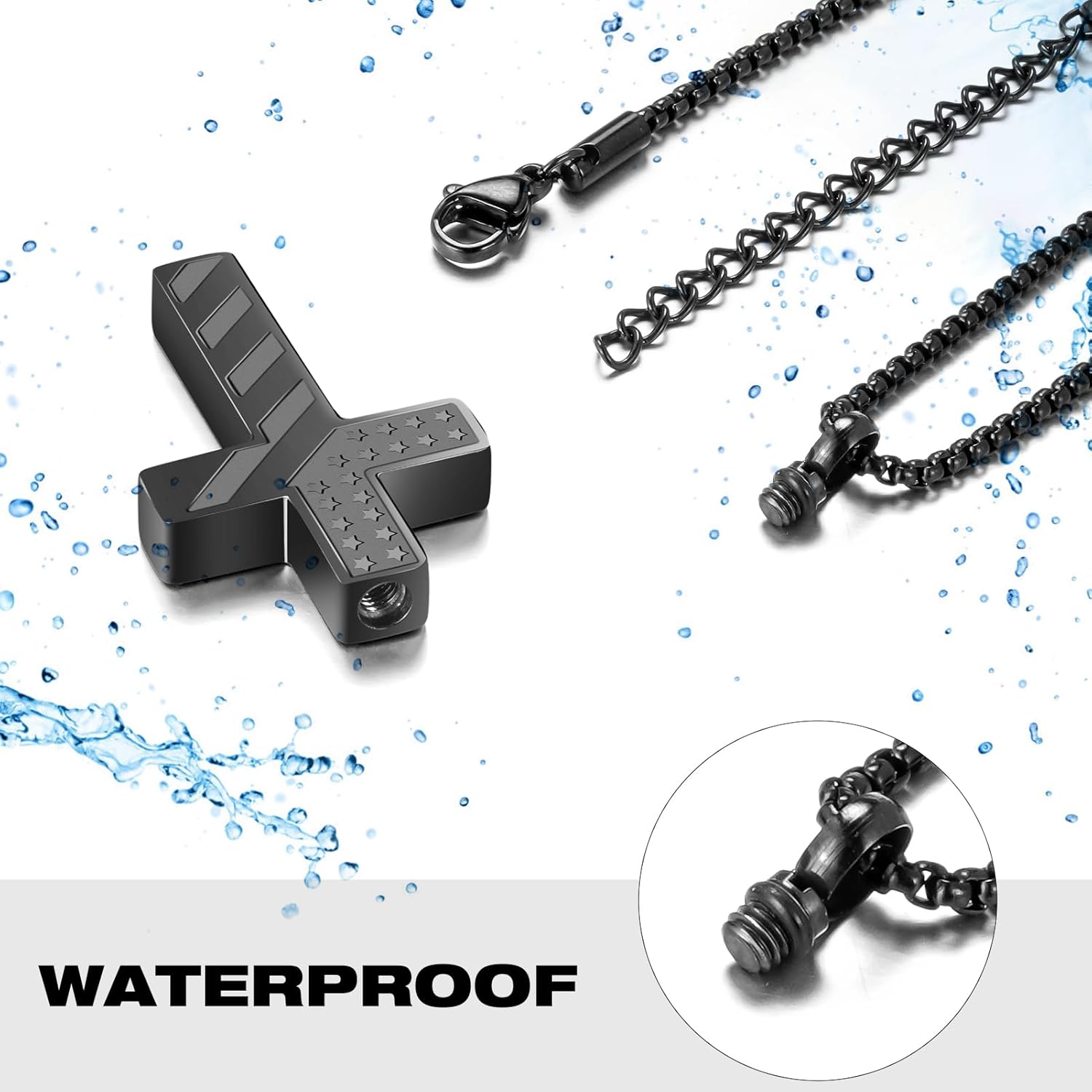 XIUDA Cross Cremation Jewelry Flag Urn Ashes Necklace for Women Men Cremation Ash Pendant Loved One Memorial Jewelry - Image 3