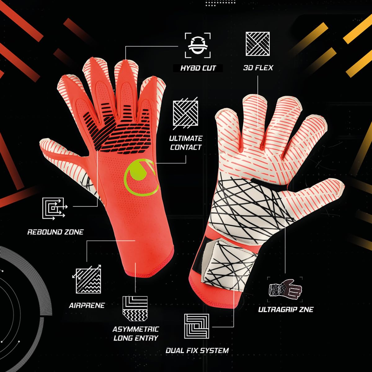 uhlsport FM Zne Ultragrip Hybd - Guanti da Portiere di Calcio Men's