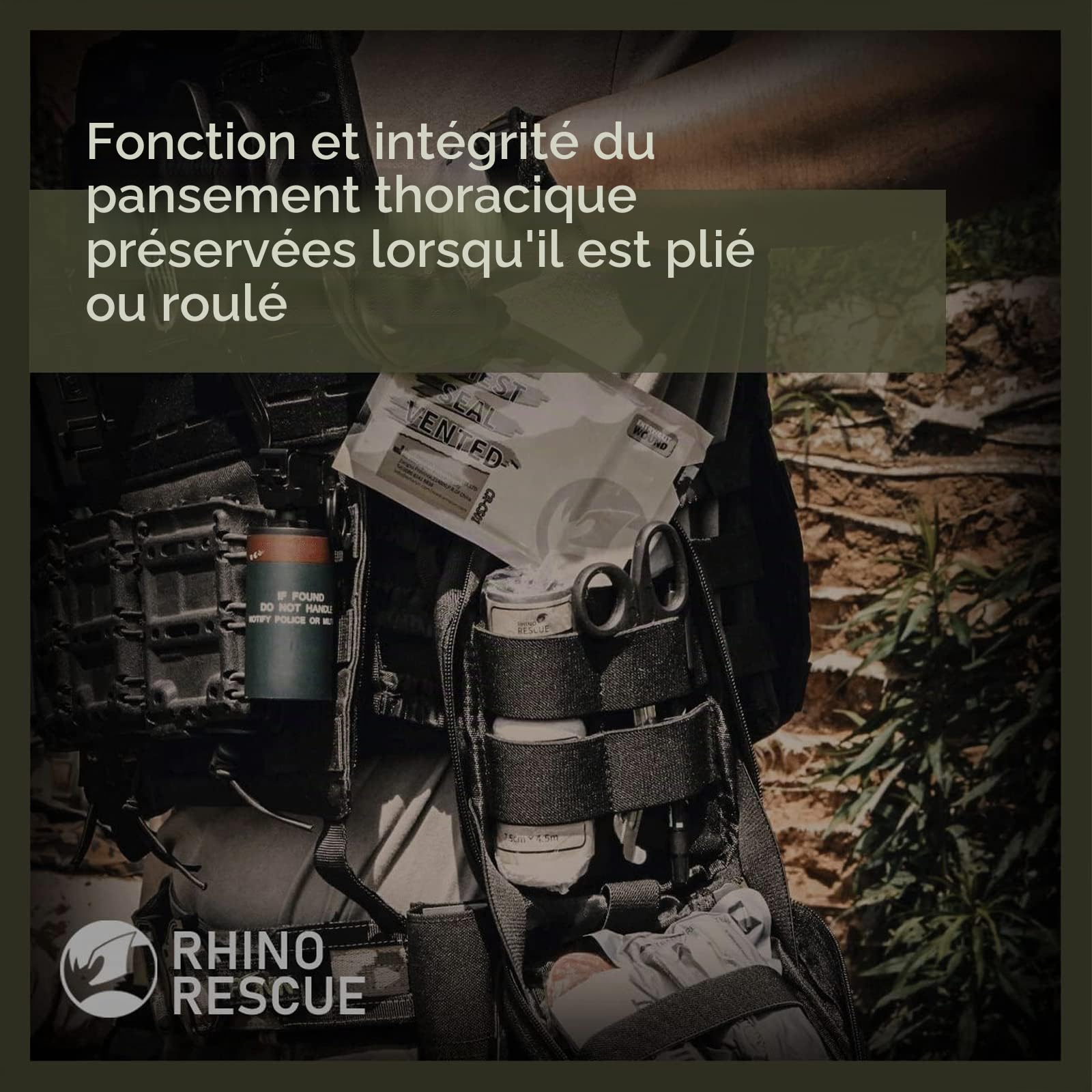 RHINO RESCUE Vented Chest Seal, Recharge IFAK Trousse Secours, 6pc