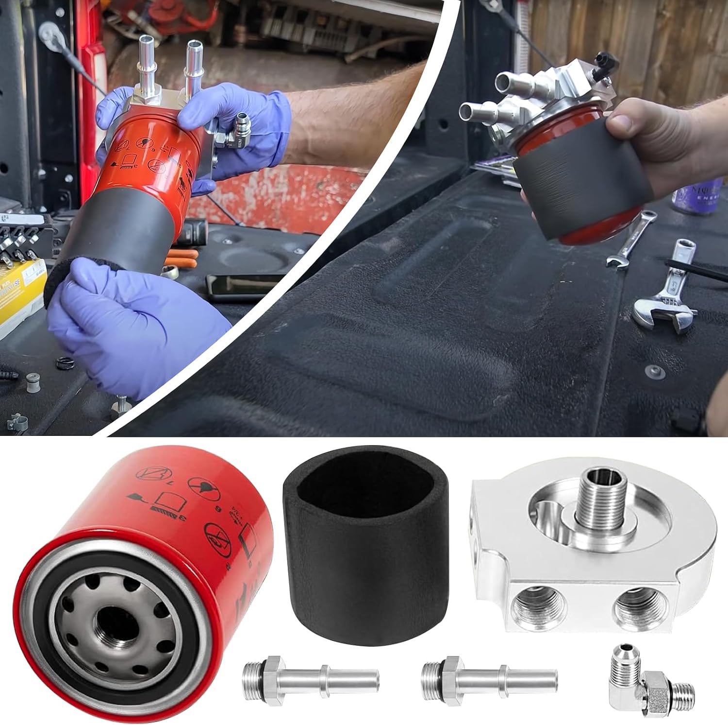 121003 Power Stroke Fuel Filter Conversion Kit Fits for 2011-2022 Ford F250 F350 F450 F550 Super Duty 6.7L Powerstroke Diesel Engines
