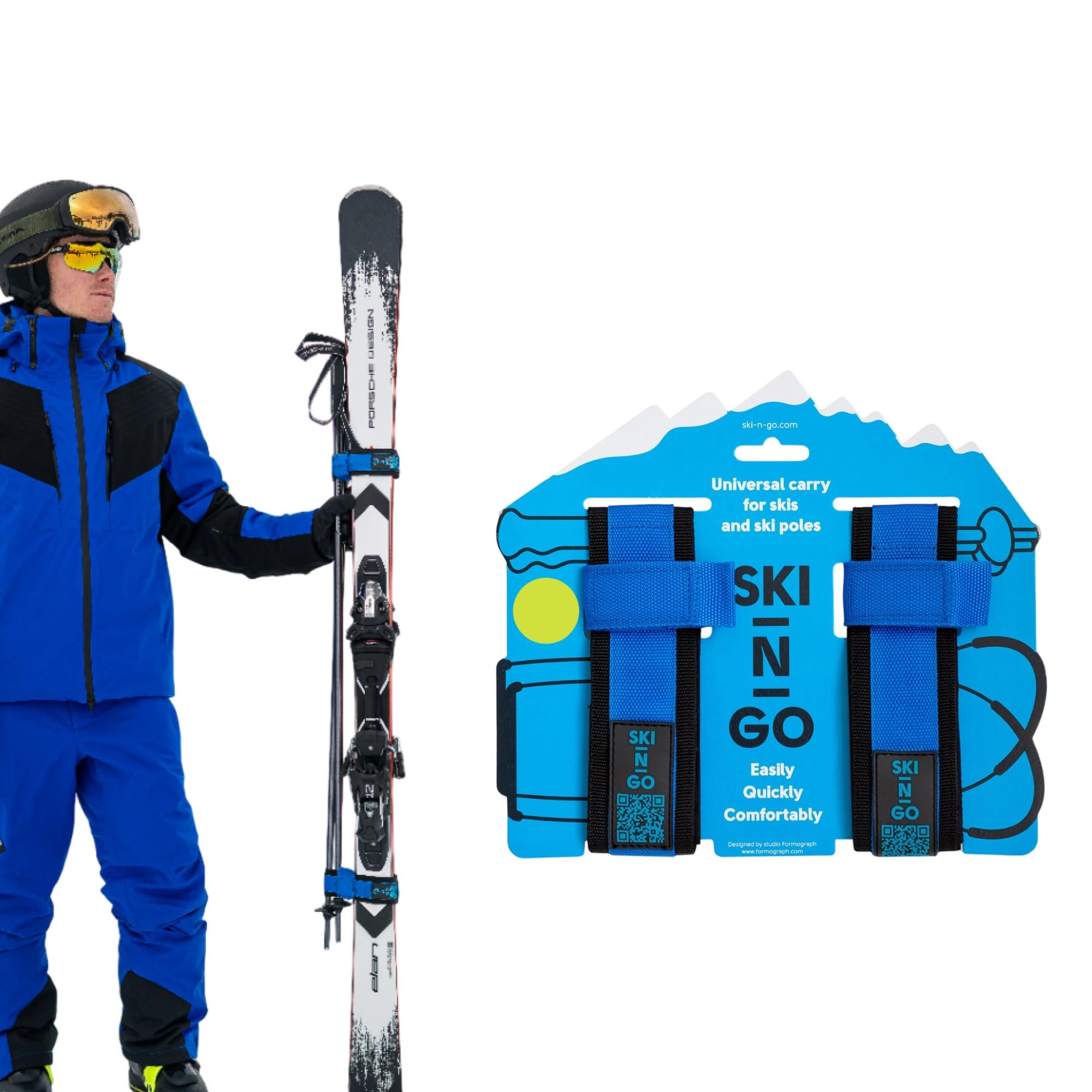 SKI-N-GO Portaesquís y bastones de esquí Azul M