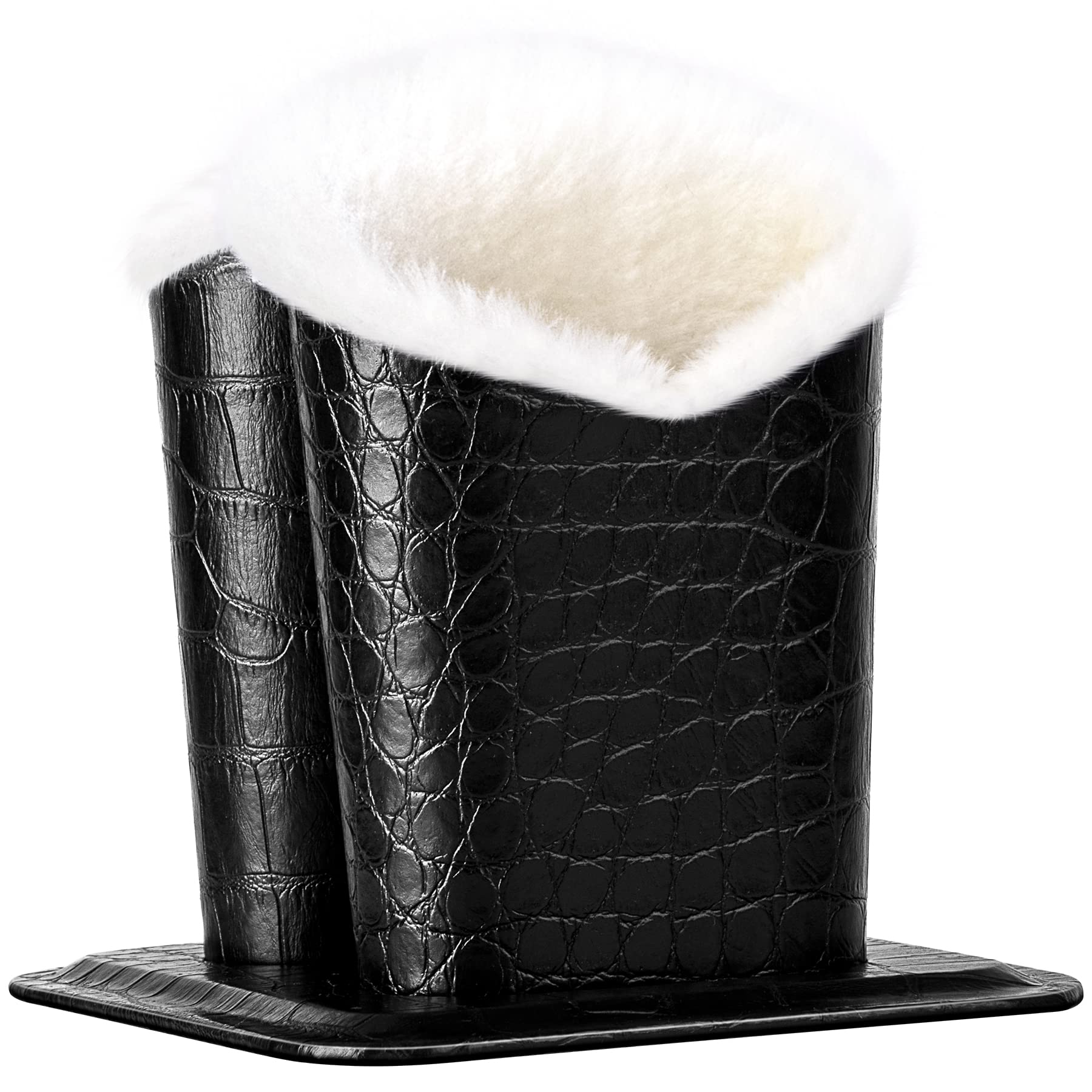Plush Fluffy Lined Double Eyeglasses Holder Stand Protective Glasses Holder Case Rests Securely on Desk or Nightstand