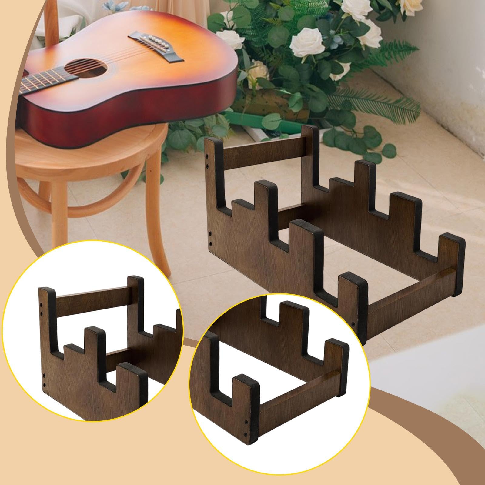Holzständer für E Gitarren, Instrumentenhalter, Leichte Bassständer, Bodengitarrenständer für Heimauftritte, M