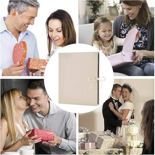 Miniatura 8 de Álbum de fotos, álbum de recortes, cubierta de lino AIOR de 11 x 8.3 pulgadas, 60 páginas de recortes, álbum de recortes de bricolaje para 3 x 5, 4