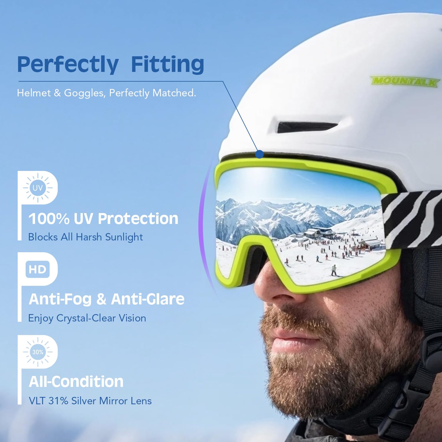 Casco de esquí con gafas de esquí para hombres, mujeres y niños, ajuste ajustable, ligero, perfecto para jóvenes, adultos y niños, esquí/snowboard