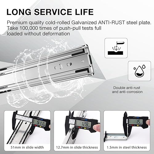 Miniatura 8 de REGUDA Pasillos de extensión completa con bloqueo de alta resistencia con cerradura de 12, 14, 16, 18, 20, 22, 24, 26, 28, 30, 32, 34, 36, 38, 40