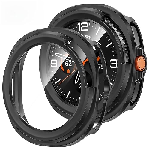 VEMIGON Hard PC Case Compatible with Samsung Galaxy Watch 8 Classic 46mm 2025 Screen Protector, High Sensitive Protective Face Cover with Bumper Built-in Tempered Glass Film - (46mm Black)
