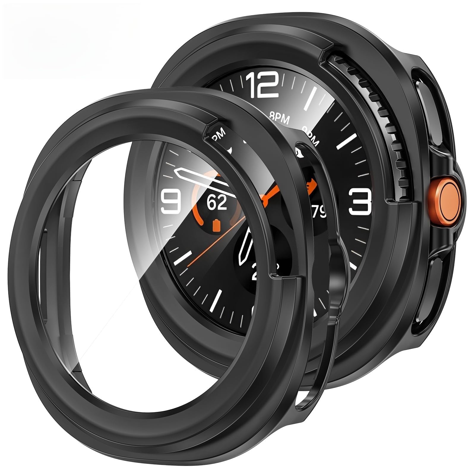 VEMIGON Hard PC Case Compatible with Samsung Galaxy Watch 8 Classic 46mm 2025 Screen Protector, High Sensitive Protective Face Cover with Bumper Built-in Tempered Glass Film - (46mm Black)-image-28