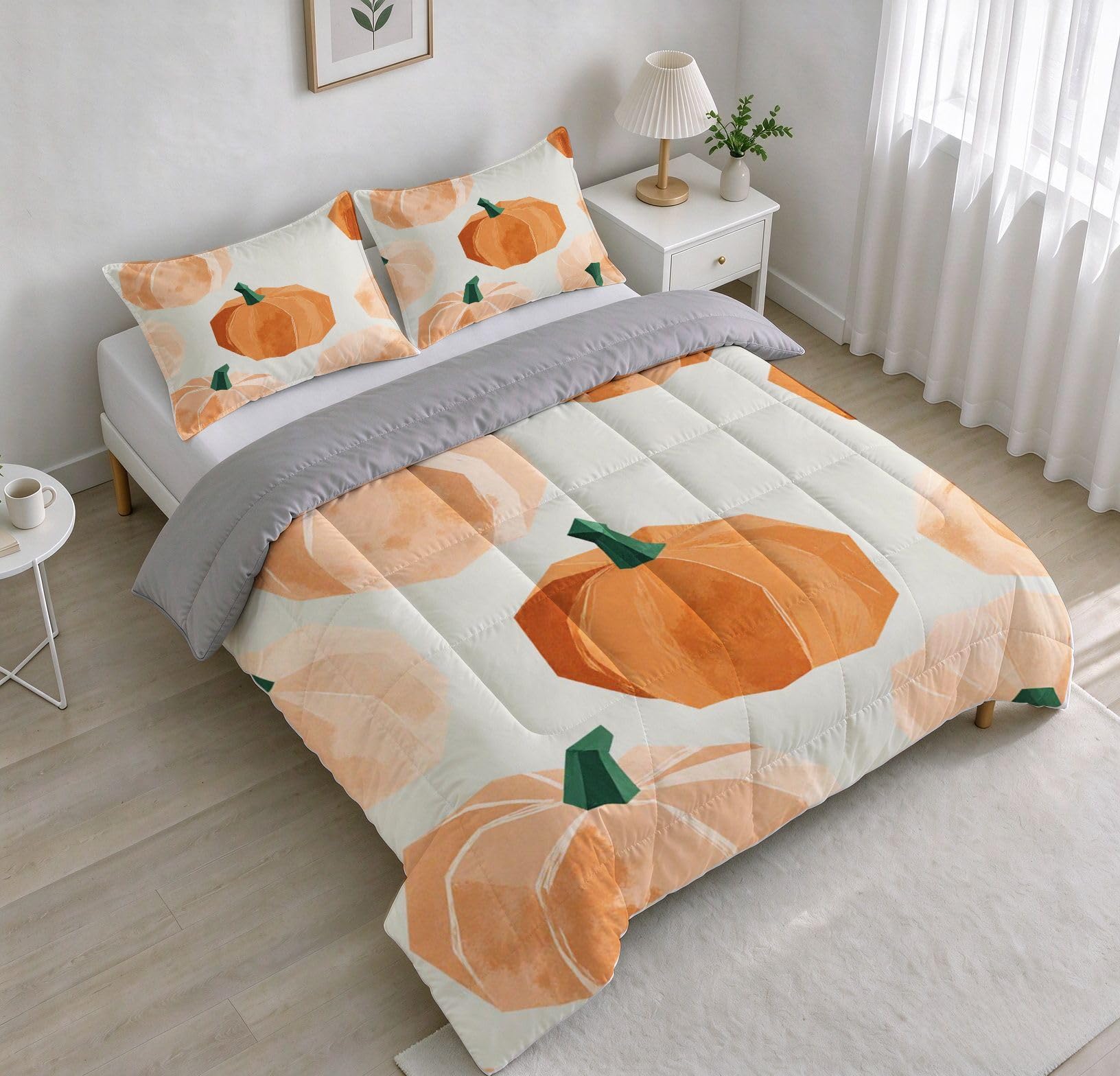 Couette 1 Personne Enfant 90x190 cm Citrouille Colorée a380