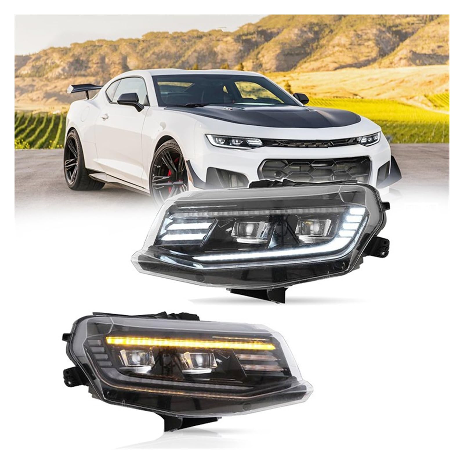Amazon | カーヘッドライト カマロ 2016 2017 2018 2019 2020 ヘッド