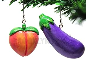 Gay Christmas Ornament: Eggplant and Peach -- Personalized Ornament for Couples