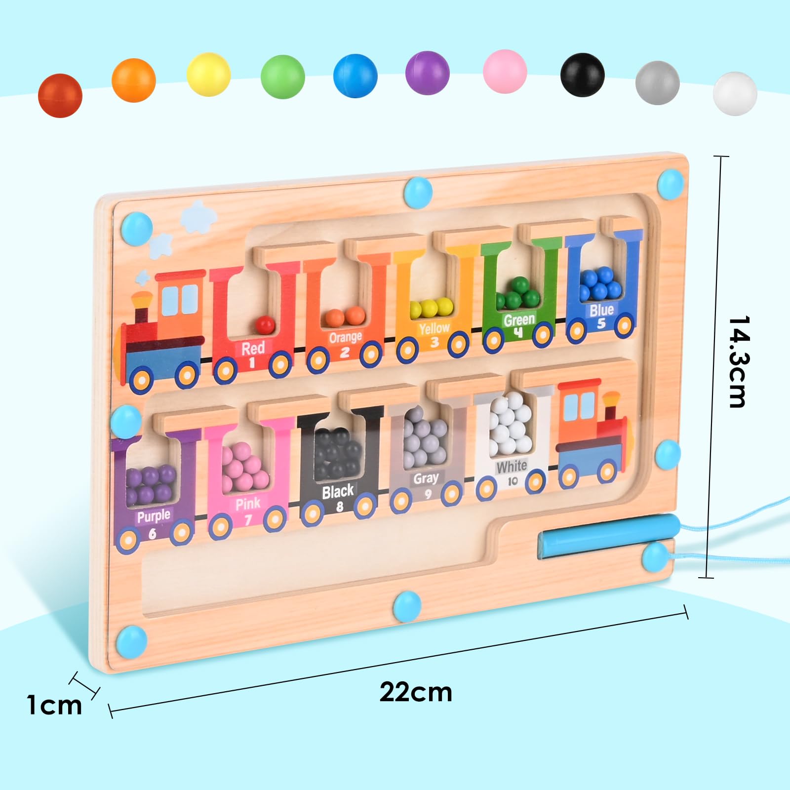Juguetes Montessori 3 Años, Madera Laberinto Magnético Juguetes, Juegos Educativos Niños, Aprender a Clasificar los Colores, Contar, Regalos Educativos para Niños y Niñas a Partir de 3 Años