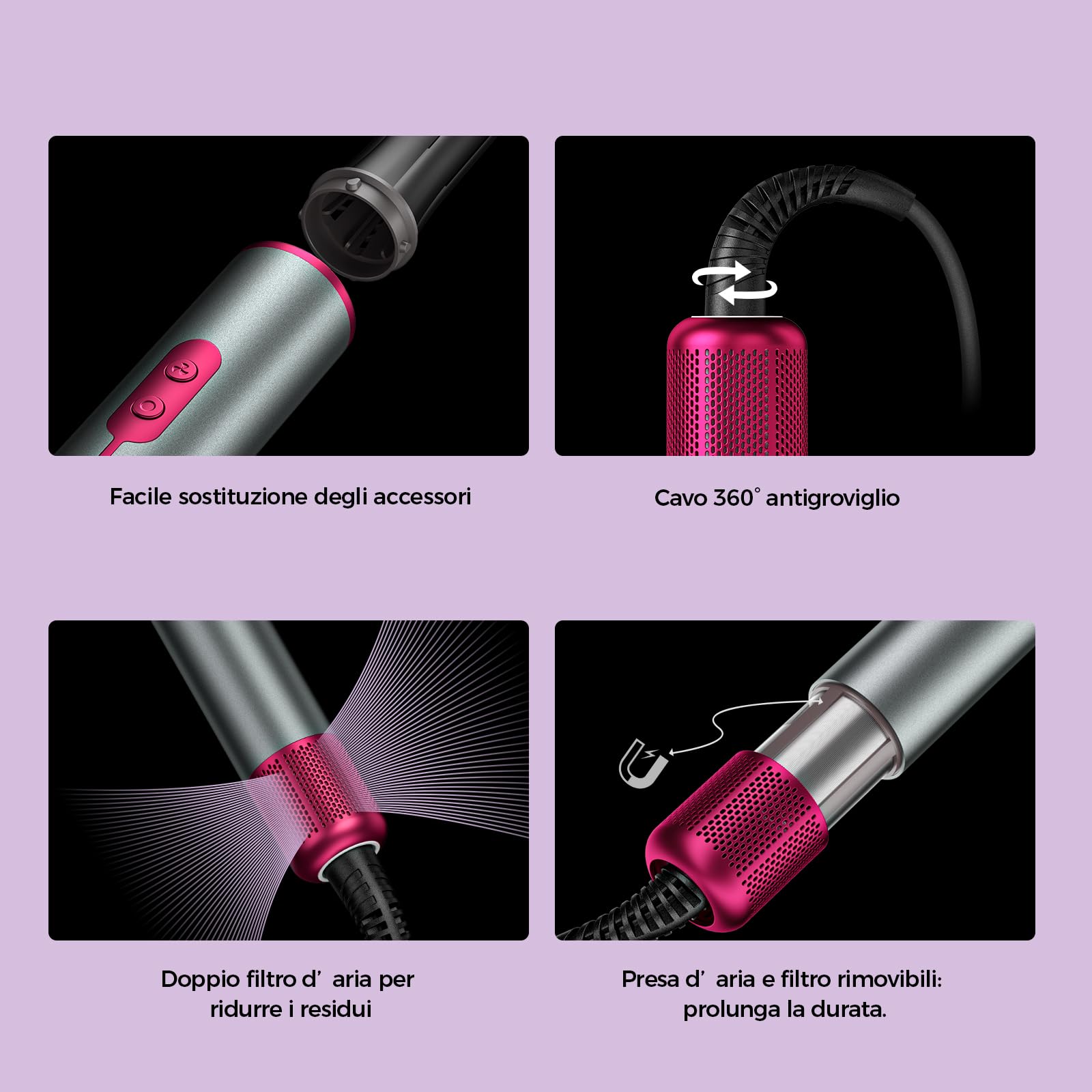 Air Styler 7 in 1, Cweixi Asciugacapelli Ionico, Arricciacapelli Automatico | Asciugatura Rapida, Spazzola Lisciante e Volumizzante, Senza Danni da Calore, Tutti i Capelli, Custodia in Pelle