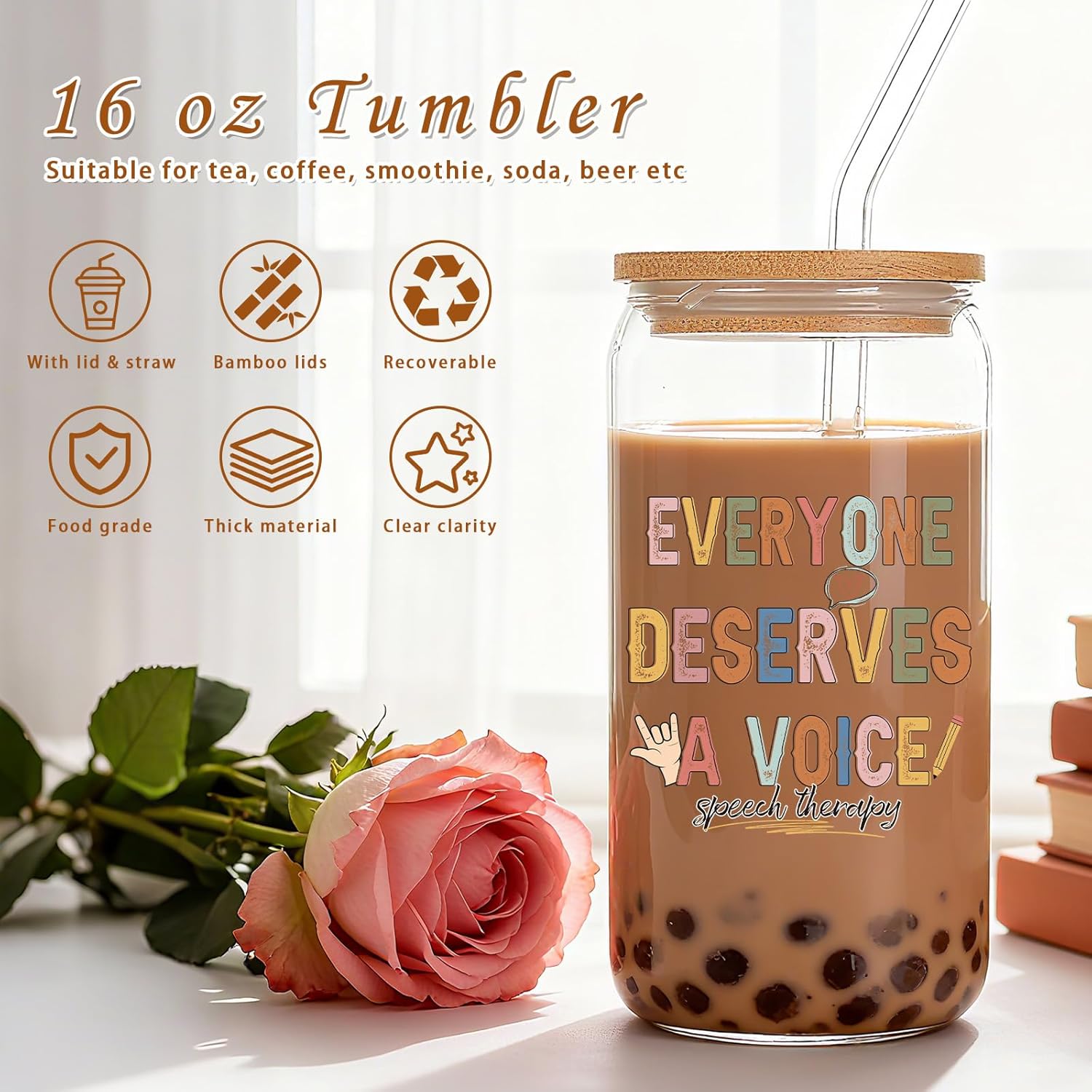 Speech Language Pathologist Gift - SLP Appreciation Gift for Women, Tumbler, Socks, Keychain, Everyone Deserves a Voice Theme for SLPs, Therapists on SLP Month, Graduation, Thank You, Christmas - Image 3
