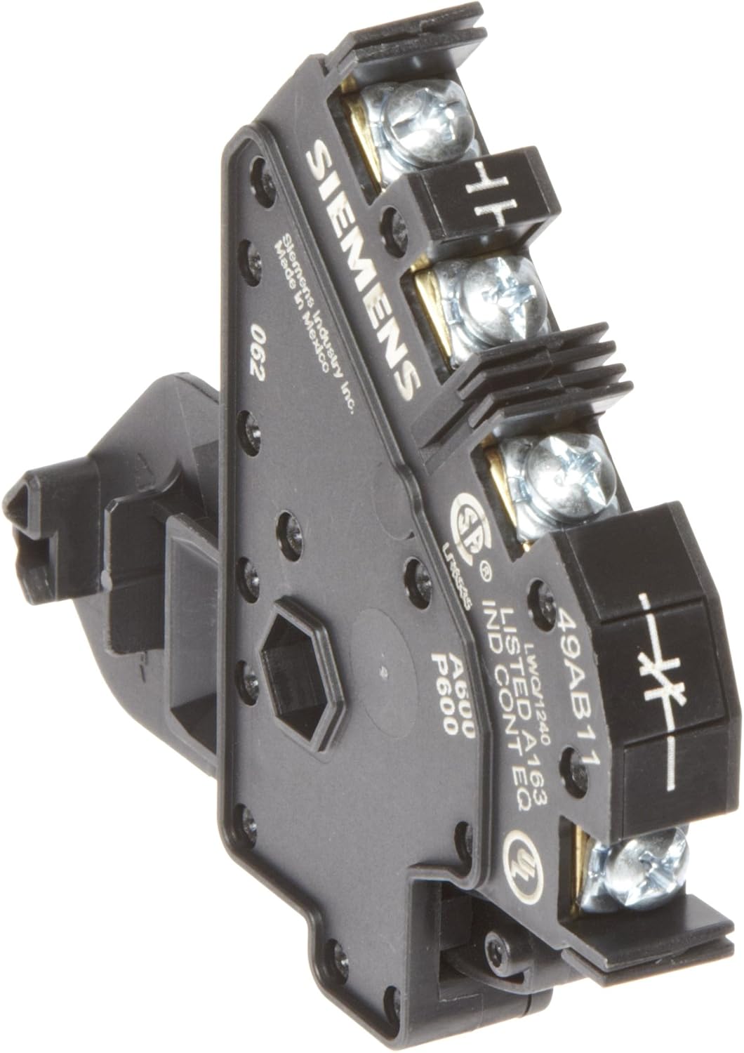 Siemens 49AB11 Starter and Contactor Auxiliary Contact Kit, 1 NO & 1 NC Type , Black